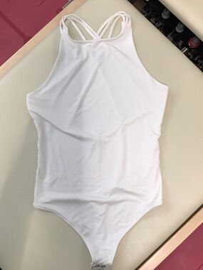 Express White Womens' One-Piece Bodysuit with Crisscross Straps